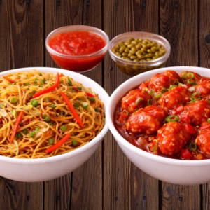 Chicken Manchurian + Veg Noodles