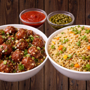 Paneer Manchurian + Veg Rice